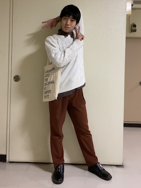 「TAKA-Q（タカキュー）のアイテム（ニット/セーター）」を使った、いまこーさん（メンズ・174cm）の秋コーディネート