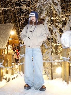 「YOLO（ヨーロ）のアイテム（ジャケット/アウター）」を使った、shoさん（メンズ・173cm）の冬コーディネート