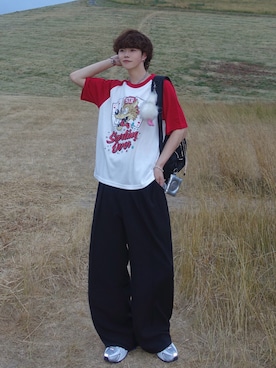 「アイテム（スラックス）」を使った、shoさん（メンズ・173cm）の夏コーディネート
