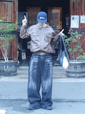「アイテム（その他アウター、ブラウン系）」を使った、shoさん（メンズ・173cm）の秋コーディネート