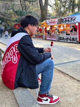 「Mitchell&Ness（ミッチェル&ネス）のアイテム（ジャケット/アウター）」を使った、こーくんさん（メンズ・180cm）の冬コーディネート