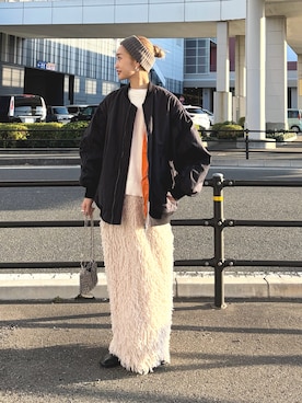 「アイテム（MA-1）」を使った、ponsan0529さん（レディース・156cm）の冬コーディネート