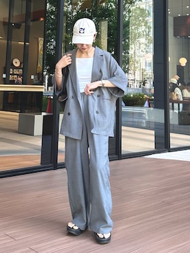 「アイテム（スラックス）」を使った、ponsan0529さん（レディース・156cm）の夏コーディネート