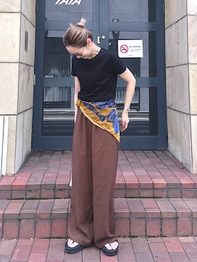 「アイテム（スラックス）」を使った、ponsan0529さん（レディース・156cm）の夏コーディネート