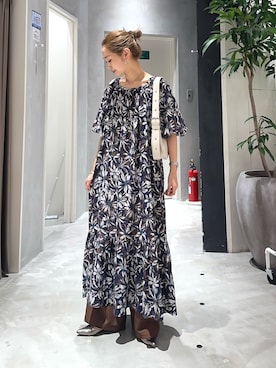 「CIAOPANIC TYPY（チャオパニックティピー）の≪3サイズ展開≫テックリネンワイドパンツ（スラックス）」を使った、ponsan0529さん（レディース・156cm）の夏コーディネート