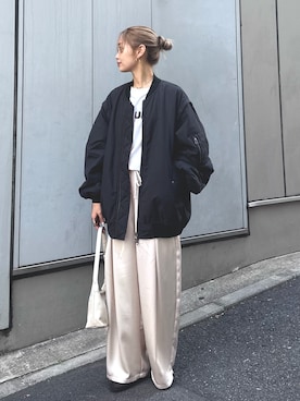 「アイテム（MA-1）」を使った、ponsan0529さん（レディース・156cm）の秋コーディネート