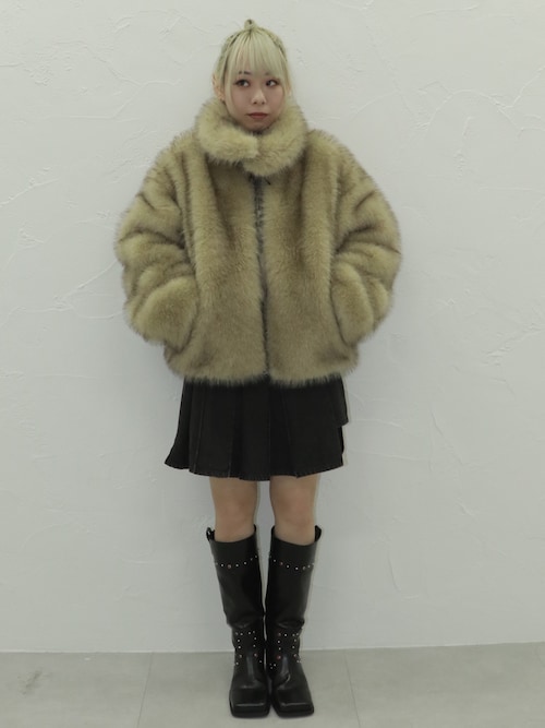 jouetie アイボリー ベルトミドルファーコート jouetie ベルトミドル