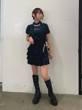 「アイテム（セットアップ、ブルー系）」を使った、ERIKOさん（レディース・152cm）の夏コーディネート