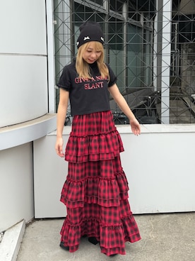 「ティアードスカート」｜「アイテム（バレエシューズ）」を使った、ERIKOさん（レディース・152cm）の春コーディネート