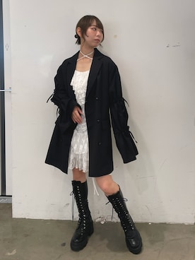 「レースワンピース」｜「アイテム（ジャケット/アウター）」を使った、ERIKOさん（レディース・152cm）の夏コーディネート