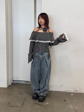 「jouetie（ジュエティ）のアイテム（デニムパンツ）」を使った、ERIKOさん（レディース・152cm）の秋コーディネート