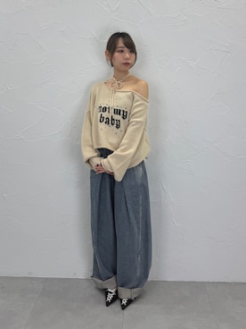 「jouetie（ジュエティ）のアイテム（デニムパンツ）」を使った、ERIKOさん（レディース・152cm）の秋コーディネート