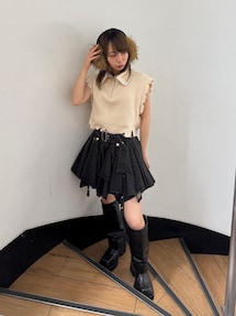 アシメヘムデニムミニスカート【セットアップ対応】｜ジュエティ