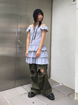 「イエベ春」｜「アイテム（グレー系）」を使った、ERIKOさん（レディース・152cm）の夏コーディネート