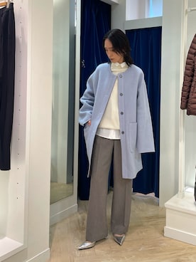 「アイテム（ノーカラーコート）」を使った、EIKA.Kさん（レディース・160cm）の秋コーディネート