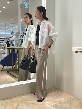 「トラックパンツコーデ」｜「アイテム（バッグ）」を使った、EIKA.Kさん（レディース・160cm）の夏コーディネート