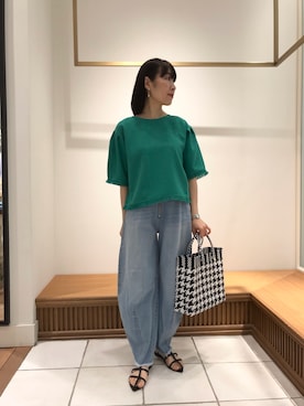 「fredy emue（フレディエミュ）のカーブデニムパンツ（デニムパンツ）」を使った、Wajikiさん（レディース・157cm）の春コーディネート