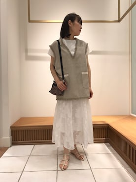 「fredy emue（フレディエミュ）のヌードストラップフラットサンダル（サンダル）」を使った、Wajikiさん（レディース・157cm）の春コーディネート