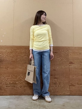 「fredy emue（フレディエミュ）の【@sora_522m企画】BASIC STRAIGHT LIGHT DENIM（デニムパンツ、ブルー系）」を使った、Wajikiさん（レディース・157cm）の夏コーディネート