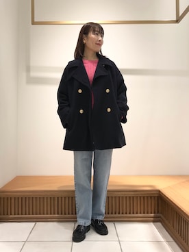 「fredy emue（フレディエミュ）のアイテム（ピーコート）」を使った、Wajikiさん（レディース・157cm）の冬コーディネート