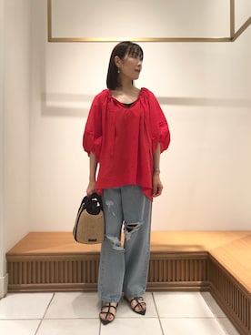 「fredy emue（フレディエミュ）のヌードストラップフラットサンダル（サンダル）」を使った、Wajikiさん（レディース・157cm）の夏コーディネート