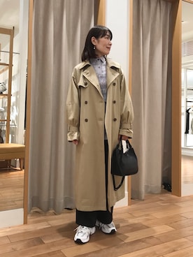「秋先取りコーデ」｜「アイテム（トレンチコート）」を使った、Wajikiさん（レディース・157cm）の秋コーディネート