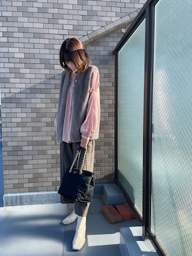 「UR'S（ユアーズ）のアイテム（ベスト）」を使った、Vさん（レディース・165cm）の冬コーディネート