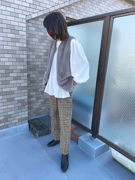 「UR'S（ユアーズ）のアイテム（ベスト）」を使った、Vさん（レディース・165cm）の冬コーディネート