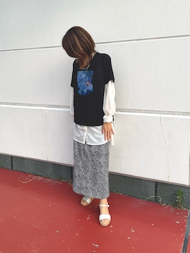 「アイテム（アクセサリー、ブルー系）」を使った、Vさん（レディース・165cm）の夏コーディネート
