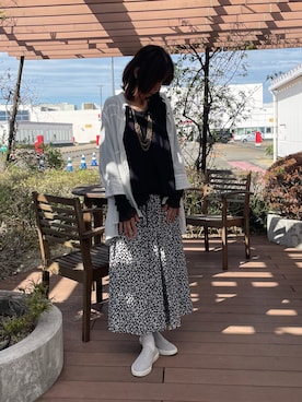 「アイテム（ノーカラージャケット）」を使った、Vさん（レディース・165cm）の秋コーディネート