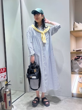 「BARNYARDSTORM（バンヤードストーム）のアイテム（キャップ）」を使った、清水さん（レディース・172cm）の春コーディネート