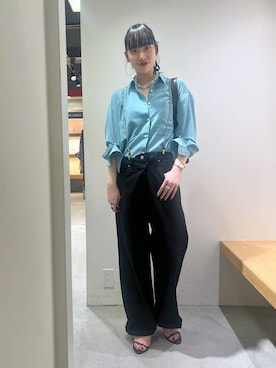 「アイテム（サスペンダー）」を使った、清水さん（レディース・170cm）の夏コーディネート