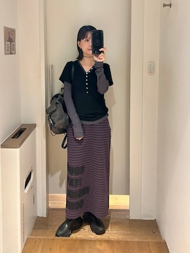 「アイテム（バックパック/リュック、グレー系）」を使った、yuriseki0119さん（レディース・160cm）の夏コーディネート