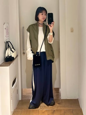 「アイテム（MA-1）」を使った、yuriseki0119さん（レディース・158cm）の秋コーディネート