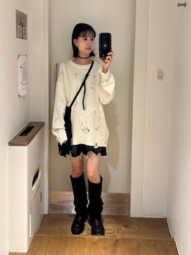 「JEANASIS（ジーナシス）のルーズFITロングブーツ/581263（ブーツ）」を使った、yuriseki0119さん（レディース・158cm）の秋コーディネート