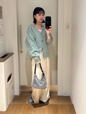 「JEANASIS（ジーナシス）のソフトラメリブUネックLS TEE/240318（Tシャツ/カットソー）」を使った、yuriseki0119さん（レディース・158cm）の冬コーディネート