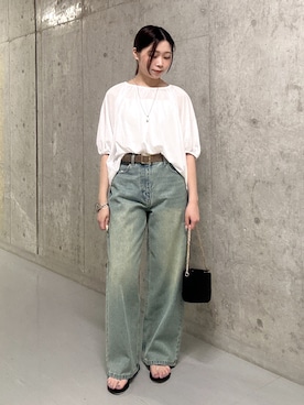 「ブラウスコーデ」｜「アイテム（アクセサリー）」を使った、suzuha81さん（レディース・155cm）の夏コーディネート