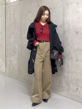 「アイテム（チノパンツ）」を使った、suzuha81さん（レディース・155cm）の秋コーディネート