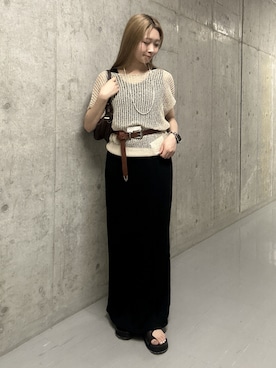 「RIVE DROITE（リヴドロワ）の【接触冷感・UVカット/前後2WAY/シリーズ累計販売数10000枚突破】2WAYリブタンクワンピース（夏服）（ワンピース、ブラック系）」を使った、suzuha81さん（レディース・155cm）の夏コーディネート