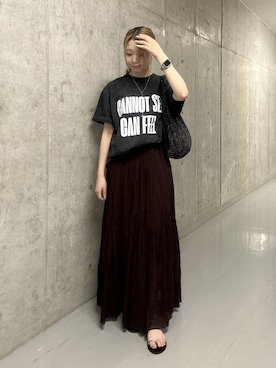 「RIVE DROITE（リヴドロワ）の【A・MONN】【綿100%/洗濯機洗い可】feelロゴTee（Tシャツ/カットソー、グレー系）」を使った、suzuha81さん（レディース・155cm）の夏コーディネート