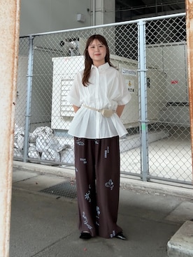 「KBF（ケイビーエフ）のウエストタックドルマンブラウス（シャツ/ブラウス、ホワイト系）」を使った、r i n k o さん（レディース・159cm）の春コーディネート