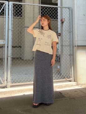 「SMELLY（スメリー）のステンレスカラーボールビーズネックレス（ネックレス、ブラウン系）」を使った、r i n k o さん（レディース・159cm）の夏コーディネート