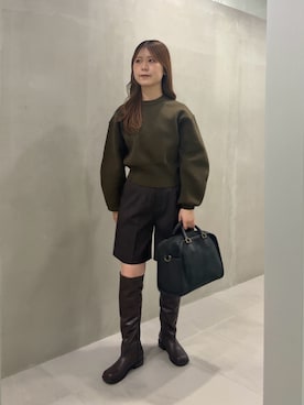 「KBF（ケイビーエフ）のシンプルショートパンツ（その他パンツ）」を使った、r i n k o さん（レディース・159cm）の冬コーディネート