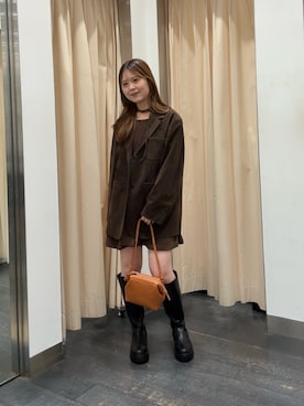「KBF（ケイビーエフ）のアイテム（ショルダーバッグ）」を使った、r i n k o さん（レディース・159cm）の秋コーディネート