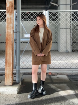 「ミニスカート」｜「アイテム（その他アウター）」を使った、r i n k o さん（レディース・159cm）の秋コーディネート