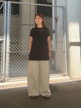 「KBF（ケイビーエフ）のキャミビスチェSETトップス（Tシャツ/カットソー、ブラック系）」を使った、r i n k o さん（レディース・159cm）の夏コーディネート