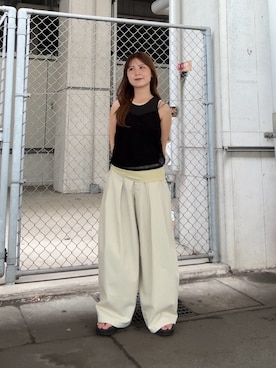 「KBF（ケイビーエフ）のアイテム（パンツ）」を使った、r i n k o さん（レディース・159cm）の夏コーディネート