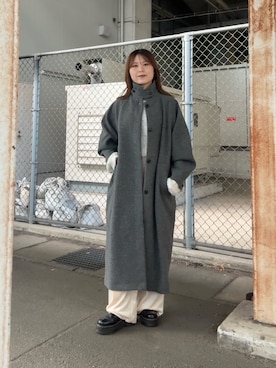 「オトナカジュアル」｜「アイテム（ステンカラーコート）」を使った、r i n k o さん（レディース・159cm）の冬コーディネート