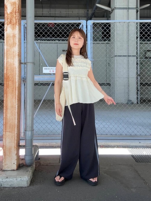 ストライプラインイージーパンツ