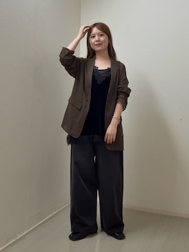 「アイテム（その他アウター、ブラウン系）」を使った、r i n k o さん（レディース・159cm）の秋コーディネート